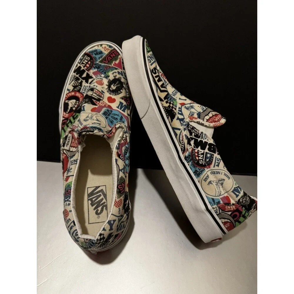 Vans Classic Slip-On Sticker Mash Up UniSex Canvas Shoes US Men 10 Women 11.5